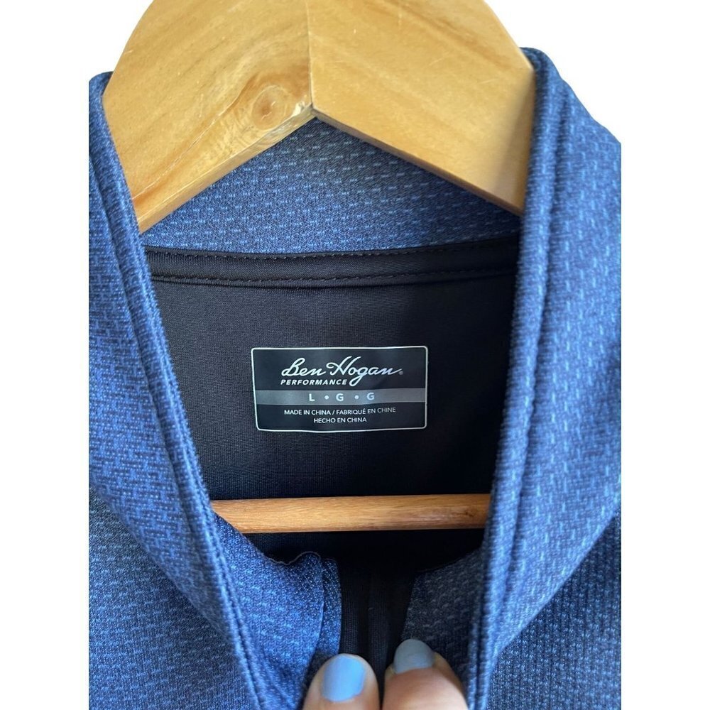 Ben Hogan Golf Size Large Blue Black Performance 1/4 Zip Pullover Fleece Jacket - Picture 8 of 8